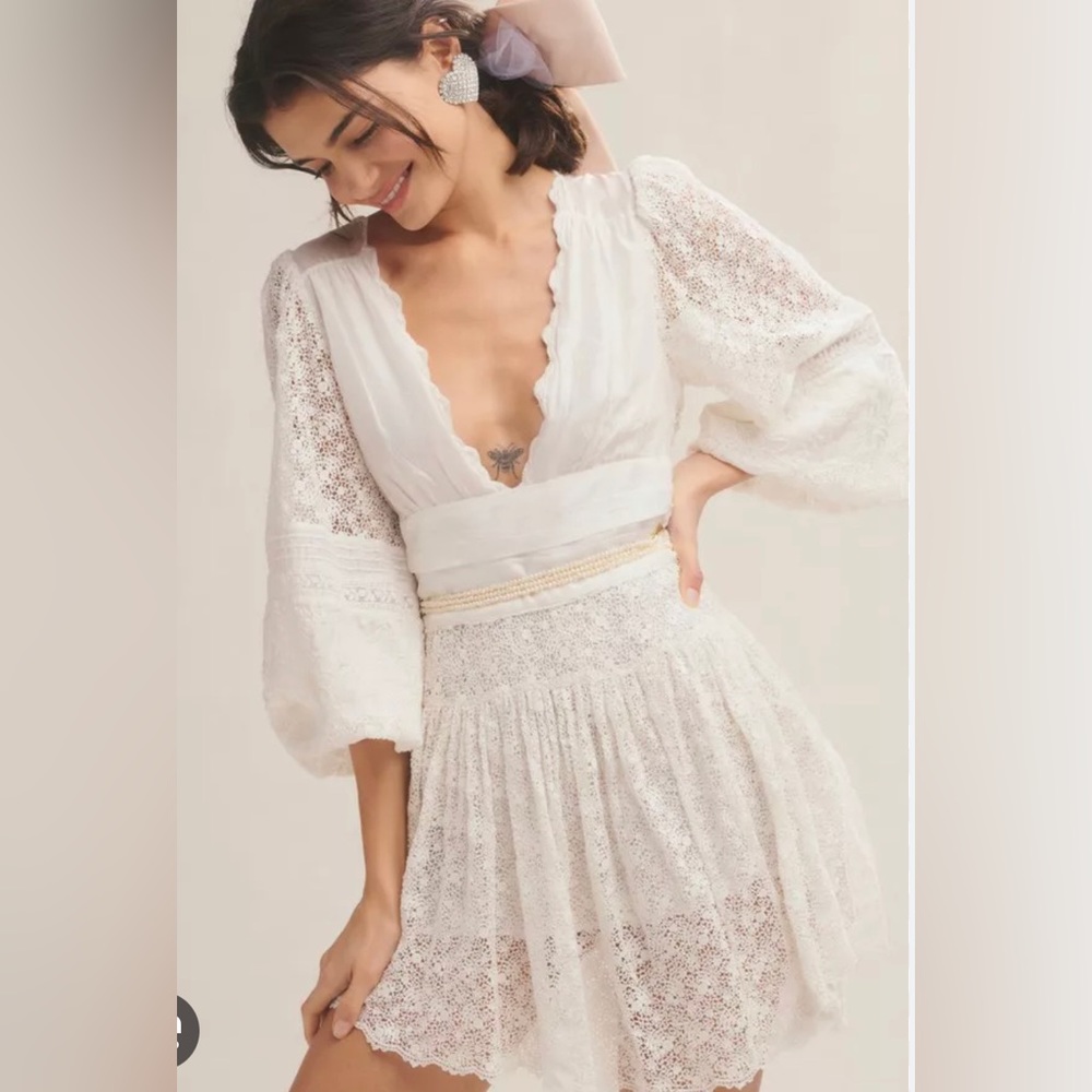 LoveShackFancy Jiona Dress in True White NWT size 0